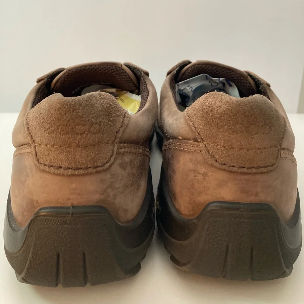 *ECCO Brown Weathered Distressed Leather & Suede Slip on Loafer Shoes